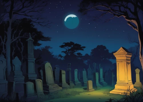 tombstones,graveyard,resting place,burial ground,life after death,grave stones,halloween background,gravestones,cemetary,old graveyard,graves,halloween illustration,grave light,cemetery,necropolis,memento mori,halloween wallpaper,forest cemetery,tombs,the grave in the earth,Illustration,Japanese style,Japanese Style 21