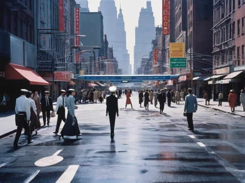 pedestrian,new york streets,a pedestrian,people walking,street scene,manhattan,pedestrians,crosswalk,newyork,wall street,vanishing point,pedestrian zone,new york,oil painting on canvas,pedestrian lights,pedestrian crossing,street life,oil painting,city scape,broadway,Photography,Black and white photography,Black and White Photography 06