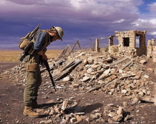 war correspondent,lost in war,building rubble,rubble,stalingrad,destroyed area,afghanistan,iraq,bricklayer,theater of war,first world war,martyr village,wukoki puebloan ruin,excavation work,kurdistan,demolition work,brick-laying,syria,war victims,destroyed city,Illustration,Retro,Retro 20