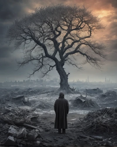 tree of life,the grave in the earth,lone tree,bodhi tree,isolated tree,photo manipulation,desolation,celtic tree,old earth,photomanipulation,tree thoughtless,scorched earth,still transience of life,the roots of trees,post-apocalyptic landscape,the branches of the tree,desolate,uprooted,nature's wrath,the wanderer,Photography,Documentary Photography,Documentary Photography 32