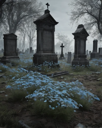 old graveyard,burial ground,graves,cemetary,tombstones,graveyard,cemetery,forest cemetery,grave stones,gravestones,old cemetery,central cemetery,cemetery flowers,necropolis,magnolia cemetery,resting place,sepulchre,jew cemetery,forget me nots,siberian squill,Conceptual Art,Fantasy,Fantasy 33