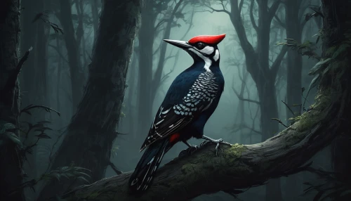 ivory-billed woodpecker,woodpecker bird,pileated woodpecker,woodpecker,cassowary,bird painting,black woodpecker,exotic bird,red beak,perched toucan,bird on branch,nature bird,bird illustration,3d crow,golden pheasant,bird on tree,bird on the tree,forest animal,bird png,toucan perched on a branch,Conceptual Art,Fantasy,Fantasy 34