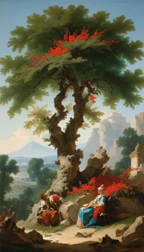 robert duncanson,chestnut tree with red flowers,dutch landscape,hunting scene,mushroom landscape,flourishing tree,the japanese tree,cart of apples,still life of spring,oak tree,forest landscape,frederic church,mountain scene,japanese kuchenbaum,landscape red,groenendael,rococo,rural landscape,landscape,coastal landscape,Art,Classical Oil Painting,Classical Oil Painting 40