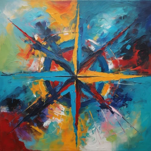 abstract painting,kaleidoscope,kaleidoscope art,kaleidoscopic,abstract artwork,star abstract,compass,mondrian,oil on canvas,supernova,compass rose,crossed,100x100,circle paint,abstract corporate,painting technique,six pointed star,asterisk,fragmentation,abstract multicolor,Conceptual Art,Oil color,Oil Color 20