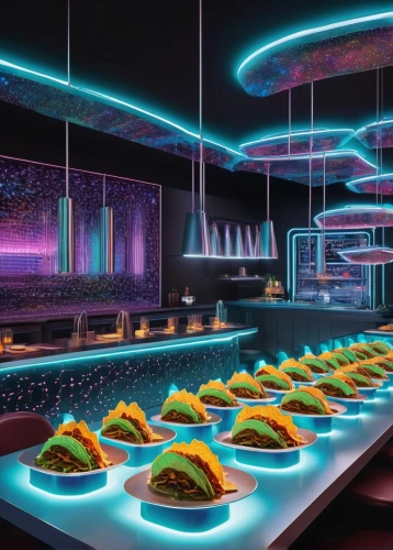 retro diner,ufo interior,neon cocktails,taco mouse,tacos,tacos food,diner,drive in restaurant,neon drinks,fast food restaurant,hamburger set,neon light drinks,neon cakes,nightclub,fine dining restaurant,neon coffee,a restaurant,dining,fine dining,rosa cantina,Illustration,Japanese style,Japanese Style 11