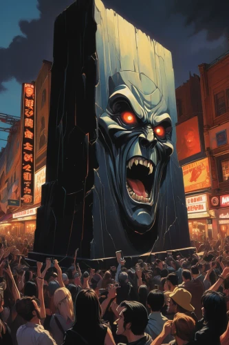 concert crowd,trash land,acdc,crowds,days of the dead,thrash metal,rock concert,madhouse,doomsday,helloween,death head,blue demon,death's-head,fox theatre,coney island,black city,outbreak,metal pile,day of the head,neon carnival brasil,Conceptual Art,Oil color,Oil Color 04