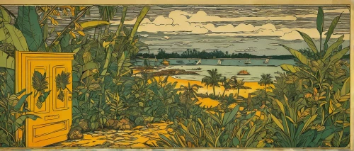 cool woodblock images,vincent van gough,coastal landscape,yellow garden,woodblock prints,lake neuchâtel,landscape with sea,1906,beach landscape,promenade,art nouveau,1905,1921,summer cottage,art nouveau design,lachine,post impressionism,yellow iris,cottage,nassau,Illustration,Retro,Retro 23