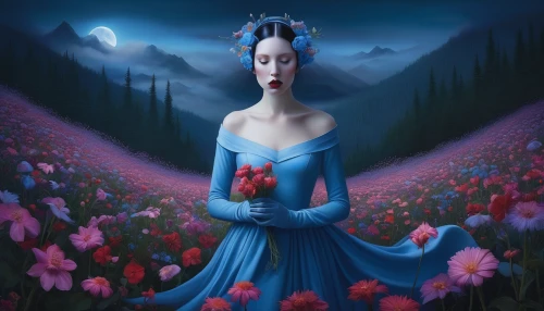 blue moon rose,blue rose,blue enchantress,rosa 'the fairy,way of the roses,blue petals,mystical portrait of a girl,rosa ' the fairy,fairy queen,scent of roses,fantasy picture,queen of hearts,the sleeping rose,secret garden of venus,lady of the night,fantasy art,sky rose,girl in flowers,landscape rose,blue rose near rail,Conceptual Art,Daily,Daily 22