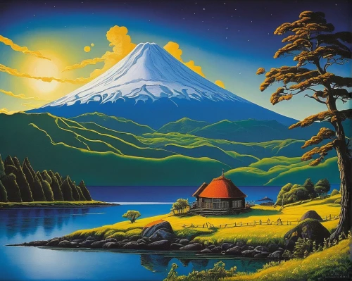 stratovolcano,fuji,mount fuji,fuji mountain,kamchatka,mt fuji,mountain scene,mount taranaki,volcano,volcanic landscape,llanquihue lake,the volcano avachinsky,mountain landscape,volcanos,home landscape,japan landscape,mount hood,an island far away landscape,fujiyama,volcanoes,Art,Classical Oil Painting,Classical Oil Painting 38