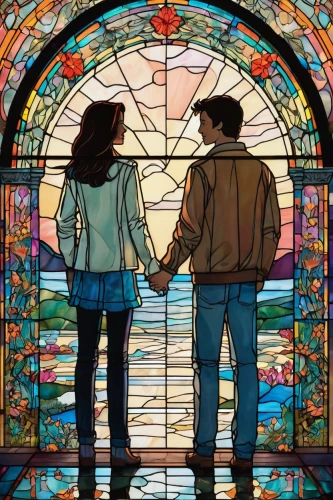 stained glass,stained glass windows,stained glass window,stained glass pattern,hands holding,hold hands,young couple,hand in hand,contemporary witnesses,holding hands,married couple,mural,frame illustration,two people,beautiful frame,connecting,honeymoon,glass window,church painting,before sunrise,Unique,Paper Cuts,Paper Cuts 08