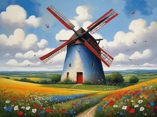 dutch windmill,windmill,the windmills,windmills,old windmill,dutch landscape,historic windmill,wind mill,windmill gard,holland,the netherlands,wind mills,netherlands,dutch mill,north holland,tulip field,springtime background,tulip fields,tulip festival,tulips field,Art,Artistic Painting,Artistic Painting 29