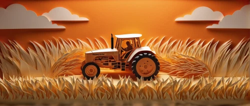 tractor,farm tractor,agricultural machine,combine harvester,road roller,aggriculture,agriculture,straw cart,field of cereals,wheat grain,agricultural machinery,dinkel wheat,harvester,rice straw broom,wheat crops,agroculture,farmer,wheat field,bed in the cornfield,agricultural,Unique,Paper Cuts,Paper Cuts 03