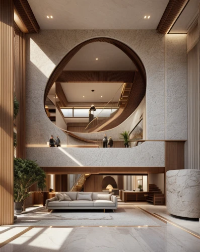 interior modern design,modern living room,circular staircase,luxury home interior,penthouse apartment,staircase,winding staircase,wooden stairs,3d rendering,outside staircase,modern house,wooden stair railing,modern decor,dunes house,interior design,modern architecture,stairs,contemporary decor,living room,loft