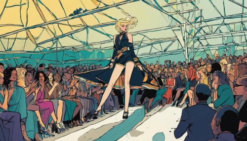 catwalk,runway,skating rink,crowds,sanji,carousel,crowd,heavy object,on the pier,queen of liberty,on a yacht,boardwalk,amusement park,figure skate,carnival tent,trapeze,figure skater,crowded,fashion illustration,tightrope,Illustration,Vector,Vector 03