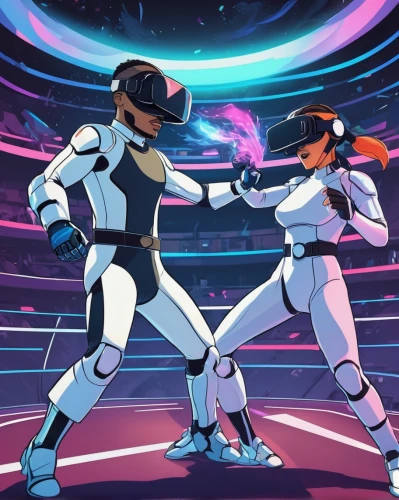 vr,épée,vr headset,robot combat,space walk,fighting poses,connect competition,vector ball,virtual reality,connectcompetition,fist bump,cg artwork,fighting stance,striking combat sports,virtual reality headset,duel,sparring,modern pentathlon,combat sport,sports game,Illustration,Japanese style,Japanese Style 07