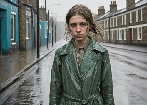 depressed woman,the girl at the station,weather-beaten,british actress,overcoat,the girl in nightie,uk,lilian gish - female,sad woman,britain,raincoat,girl walking away,girl in cloth,girl in a long,parka,national parka,scared woman,red coat,in the rain,trench coat,Art,Artistic Painting,Artistic Painting 07