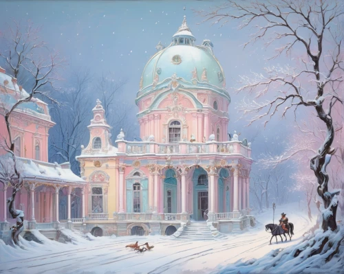 tsaritsyno,berlin cathedral,saint isaac's cathedral,christmas landscape,snow scene,saintpetersburg,potsdam,russian winter,saint petersburg,st petersburg,second advent,christmas scene,winter house,hamelin,sanssouci,winter landscape,kristbaum ball,temple of christ the savior,church painting,the occasion of christmas,Conceptual Art,Fantasy,Fantasy 24