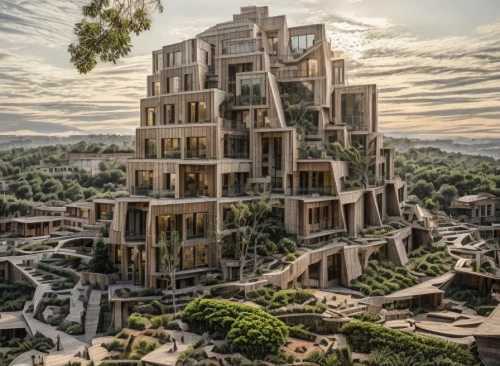 habitat 67,gaudí,eco-construction,madagascar,karnak,park güell,barangaroo,kirrarchitecture,urban design,futuristic architecture,mixed-use,building honeycomb,sagrada familia,skyscraper town,residential tower,sky apartment,tower of babel,tbilisi,jenga,apartment complex,Architecture,Commercial Building,Modern,Natural Sustainability