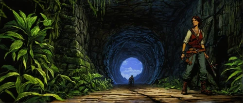 adventure game,cartoon video game background,hollow way,the limestone cave entrance,lava tube,action-adventure game,tunnel of plants,the mystical path,cave tour,pit cave,blue cave,hall of the fallen,sci fiction illustration,game illustration,the path,background image,adventurer,road of the impossible,the blue caves,passage,Illustration,Realistic Fantasy,Realistic Fantasy 33