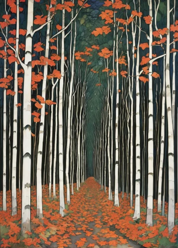 birch alley,birch forest,forest road,autumn forest,tree-lined avenue,tree lined lane,tree grove,autumn trees,forest landscape,beech trees,row of trees,forest path,deciduous forest,cartoon forest,beech forest,the forest,pine forest,maple road,tree lined path,the forests,Illustration,Retro,Retro 05