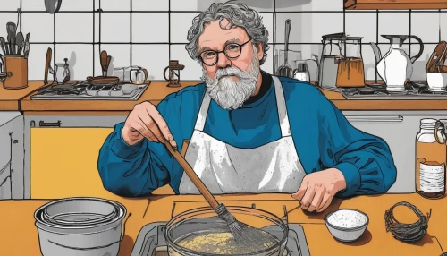dwarf cookin,cookery,cooking book cover,cooking salt,book illustration,coffee tea illustration,craftsman,cooking,digital illustration,cook,vector illustration,digital painting,cholent,colouring,painting technique,coloring outline,elderly man,sci fiction illustration,homeopathically,coloring,Illustration,Black and White,Black and White 20