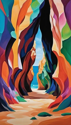 antelope canyon,sea caves,sea cave,slot canyon,geological,panoramical,geological phenomenon,psychedelic art,arches,gaudí,rock formations,abstract multicolor,rock formation,beach landscape,fairyland canyon,sandstone rocks,three point arch,color fields,cave,dune landscape,Illustration,Vector,Vector 07