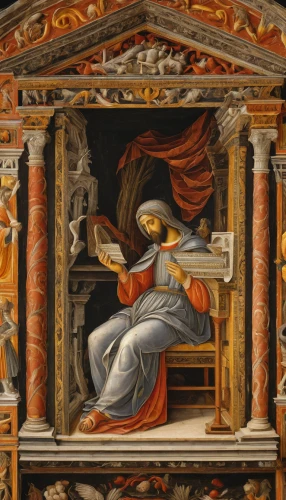 the annunciation,sistine chapel,saint mark,fresco,angel playing the harp,church painting,saint peter,the angel with the cross,raffaello da montelupo,meticulous painting,the angel with the veronica veil,the prophet mary,botticelli,bibliology,christ feast,benediction of god the father,celsus library,parchment,dornodo,saint ildefonso,Art,Classical Oil Painting,Classical Oil Painting 19