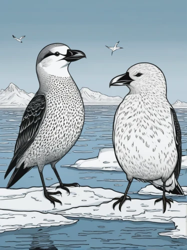 arctic birds,herring gulls,bird couple,crested terns,laughing gulls,sea birds,gulls,larus argentatus,two pigeons,antarctic bird,line art birds,pair of pigeons,sea gulls,a couple of pigeons,seabirds,sanderlings,larus,terns,bird illustration,galliformes,Illustration,Black and White,Black and White 14