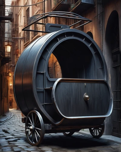 portable toilet,covered wagon,teardrop camper,bicycle trailer,horse trailer,wooden wagon,wooden carriage,cargo car,camping car,personal luxury car,luggage cart,pizza oven,house trailer,wine barrel,benz patent-motorwagen,wagon,piaggio ape,mobile home,travel trailer,luggage compartments,Conceptual Art,Sci-Fi,Sci-Fi 24