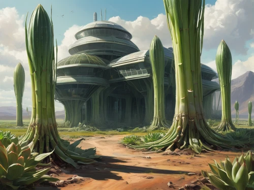 futuristic landscape,mushroom landscape,cacti,desert landscape,desert plants,cactus,desert desert landscape,desert plant,arid landscape,ancient city,fantasy landscape,futuristic architecture,home landscape,vegetables landscape,sci fiction illustration,alien world,saguaro,peniocereus,dune landscape,colony,Conceptual Art,Oil color,Oil Color 02