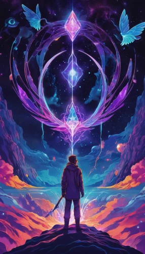 astral traveler,nebula guardian,metatron's cube,libra,runes,ascension,star winds,purple wallpaper,ipê-purple,purple,triangles background,flow of time,prophet,artifact,would a background,avatar,inward arrows,games of light,beyond,wall,Illustration,Realistic Fantasy,Realistic Fantasy 20