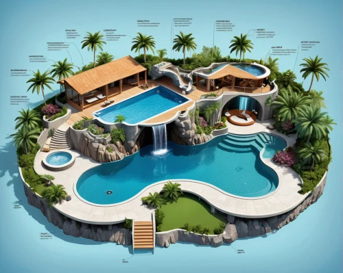 pool house,swim ring,tropical house,holiday villa,tropical island,houses clipart,artificial islands,3d rendering,holiday complex,floating islands,resort,palm tree vector,dug-out pool,swimming pool,beach resort,artificial island,luxury property,floating island,seaside resort,background vector,Unique,Design,Infographics