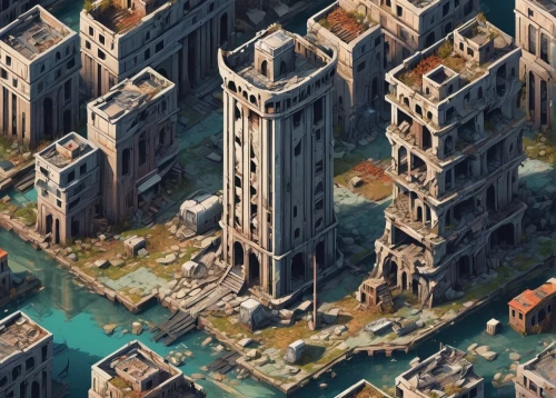 city blocks,skyscraper town,urban towers,ancient city,destroyed city,city buildings,apartment-blocks,high rises,skyscrapers,refinery,gunkanjima,karnak,metropolis,industrial area,industrial ruin,high-rises,skyscraper,apartment blocks,isometric,building valley,Unique,3D,Isometric