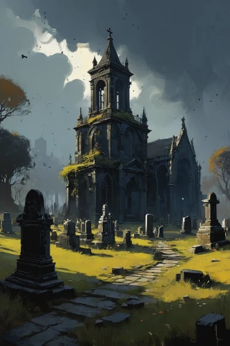 old graveyard,graveyard,necropolis,burial ground,mausoleum ruins,tombstones,graves,cemetary,haunted cathedral,tombs,mortuary temple,cemetery,ghost castle,gravestones,resting place,old cemetery,ruins,witch's house,grave stones,lostplace,Conceptual Art,Sci-Fi,Sci-Fi 01