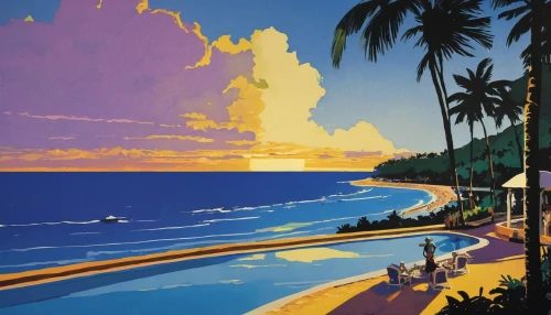 beach landscape,waikiki beach,honolulu,hawaii,sunset beach,travel poster,dream beach,tropical beach,beach scenery,seaside resort,south pacific,sunrise beach,paradise beach,kohphangan,blue hawaii,brazilian beach,tropical sea,coastal landscape,golden sands,boulevard,Illustration,Black and White,Black and White 10