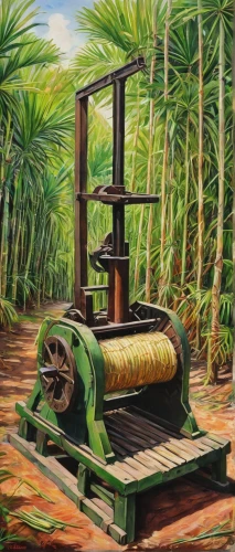 sugar cane press,coconut water processing machine,sugar cane,coconut water concentrate plant,sugarcane,agricultural machine,straw press,sugarcane juice,sugar plant,palm pasture,palm oil,coconut water bottling plant,sawmill,juice plant,maracuja oil,drilling machine,oil painting on canvas,oil chalk,palm field,oil on canvas,Illustration,Paper based,Paper Based 09