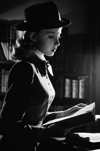 film noir,blonde woman reading a newspaper,women's novels,librarian,girl studying,ingrid bergman,1940 women,publish a book online,bookkeeper,investigator,telephone operator,private investigator,readers,spy visual,night administrator,typewriting,switchboard operator,olivia de havilland,bookworm,screenwriter,Photography,Black and white photography,Black and White Photography 08