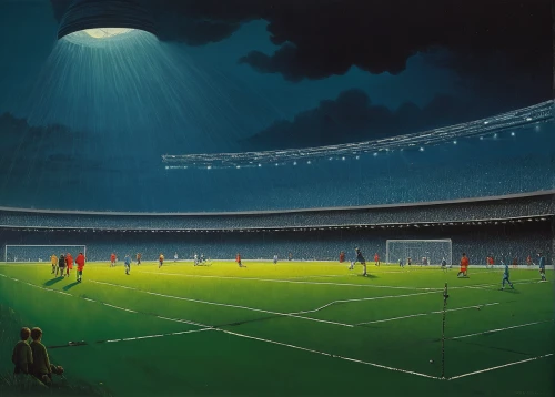 floodlights,soccer-specific stadium,floodlight,football pitch,european football championship,football stadium,uefa,soccer field,playing field,soccer world cup 1954,rfk stadium,alien invasion,ufo intercept,football field,sport venue,klaus rinke's time field,the atmosphere,fantasy picture,coliseum,stadium,Conceptual Art,Sci-Fi,Sci-Fi 16