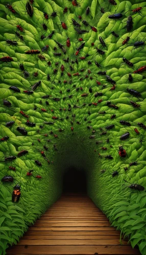 tunnel of plants,plant tunnel,cartoon video game background,fir forest,spruce-fir forest,wall tunnel,green forest,spruce forest,wheatgrass,tree grove,background ivy,hedge,green wallpaper,winegrowing,chestnut forest,fractal environment,apple mountain,coniferous forest,green paprika,3d background,Art,Artistic Painting,Artistic Painting 30