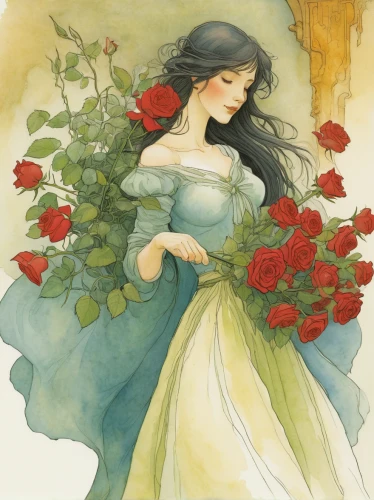 rose flower illustration,the sleeping rose,seerose,sleeping rose,romantic rose,red roses,with roses,scent of roses,roses,winter rose,landscape rose,rosebushes,blue moon rose,red rose,watercolor roses,blooming roses,esperance roses,rose bloom,way of the roses,rose sleeping apple,Illustration,Realistic Fantasy,Realistic Fantasy 04