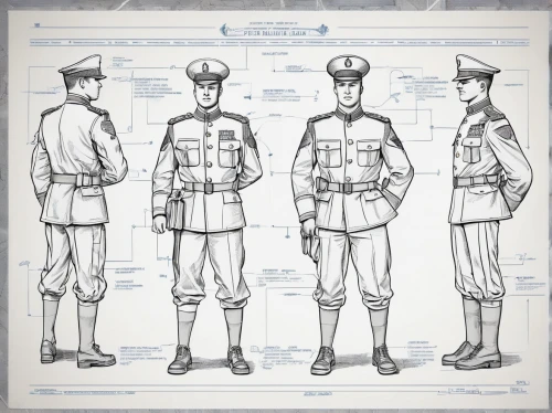 military uniform,a uniform,police uniforms,uniforms,uniform,military officer,orders of the russian empire,military organization,military rank,officers,french foreign legion,costume design,gallantry,military person,chef's uniform,sheet drawing,infantry,non-commissioned officer,ammunition belt,blueprints,Unique,Design,Blueprint