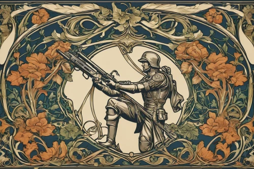 art nouveau design,art nouveau frame,art nouveau,angel playing the harp,tower flintlock,bow and arrows,harp player,constellation lyre,bows and arrows,art nouveau frames,celtic harp,lyre,robin hood,joan of arc,lady justice,sagittarius,bowed instrument,heraldic,caduceus,seven sorrows,Illustration,Retro,Retro 13