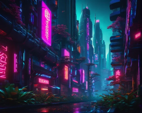 cyberpunk,colorful city,neon arrows,fantasy city,vapor,neon coffee,cityscape,neon,futuristic landscape,tokyo city,metropolis,neon lights,shinjuku,neon light,alleyway,urban,tokyo,80's design,alley,neon ghosts,Conceptual Art,Sci-Fi,Sci-Fi 26