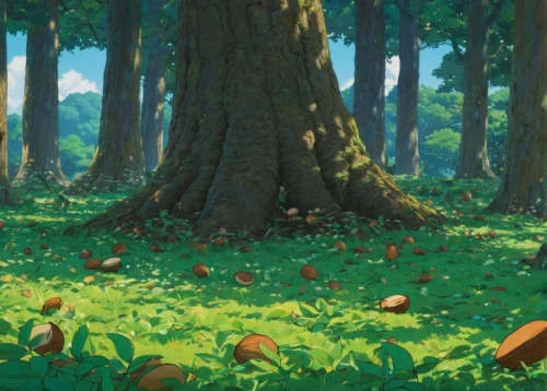 chestnut forest,tree grove,cartoon forest,the forest,grove of trees,frutti di bosco,forest floor,chestnut trees,the forests,forest glade,forest fruit,forest background,the woods,forest,oak,the trees,forest landscape,apple orchard,fairy forest,mushroom landscape,Illustration,Japanese style,Japanese Style 14