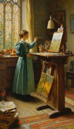 girl studying,girl at the computer,children studying,child with a book,meticulous painting,reading magnifying glass,woman playing,blonde woman reading a newspaper,girl in the kitchen,little girl reading,lev lagorio,asher durand,italian painter,painter,the little girl's room,painting technique,easel,painting,children's interior,scholar,Art,Classical Oil Painting,Classical Oil Painting 23