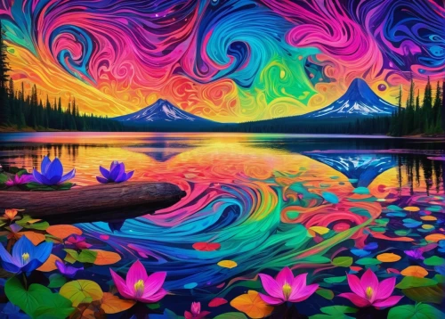 colorful background,acid lake,colorful water,psychedelic art,kaleidoscopic,rainbow waves,psychedelic,vibrant,background colorful,kaleidoscope art,vibrant color,lsd,intense colours,kaleidoscope,harmony of color,colorful heart,colorful,colorful spiral,acid,rainbow background,Conceptual Art,Oil color,Oil Color 23