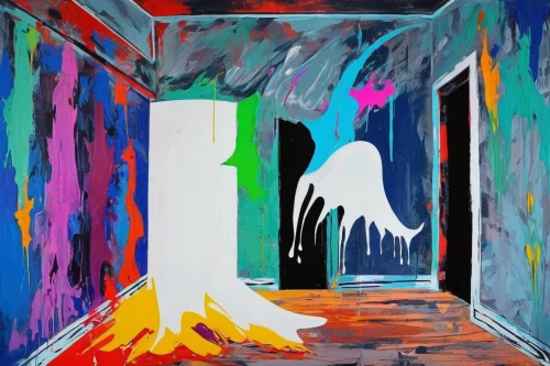 abstract painting,neon ghosts,paint,art paint,bird painting,the door,the threshold of the house,open door,oil on canvas,acrylic paint,doorway,color feathers,glass painting,white room,acrylic,creepy doorway,paint box,abstract artwork,art painting,sliding door,Art,Artistic Painting,Artistic Painting 42