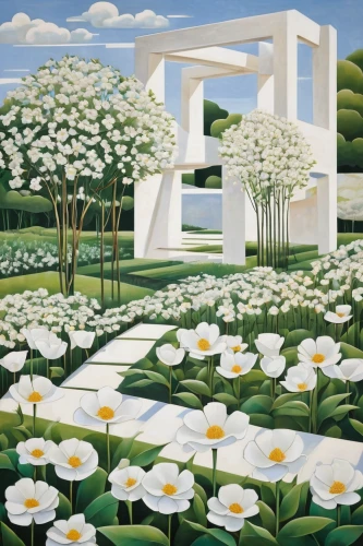 garden white,white daisies,white water lilies,chrysanthemum exhibition,australian daisies,home landscape,flower garden,lilly of the valley,flower painting,carol colman,gardens,jeju,white blossom,tommie crocus,english garden,magnolia,shirakami-sanchi,spring garden,flowers field,daisies,Art,Artistic Painting,Artistic Painting 44