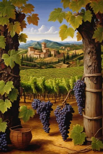 vineyards,tuscan,vineyard,viticulture,grape plantation,montepulciano,wine region,grapes icon,castle vineyard,wine grapes,grapevines,wine harvest,winemaker,tuscany,grape harvest,grape vines,grape vine,wood and grapes,italian painter,winery,Art,Classical Oil Painting,Classical Oil Painting 19