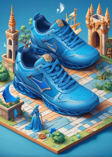 running shoe,track spikes,tennis shoe,athletic shoe,cinderella shoe,trainers,hiking shoe,running shoes,basketball shoe,blue shoes,sports shoe,3d fantasy,walking shoe,athletic shoes,climbing shoe,hiking shoes,active footwear,sports shoes,decathlon,basketball shoes,Unique,3D,Isometric